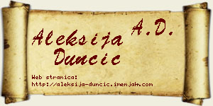 Aleksija Dunčić vizit kartica
